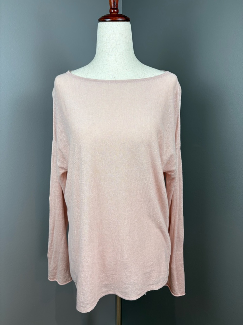 Eileen Fisher Organic Linen Cotton Blend Top XXS Blush Powder Pink Oversized